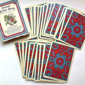 Vtg 1960s Psychedelic Jumbo Playing Cards French Recipes Groovy Ephemera Craft